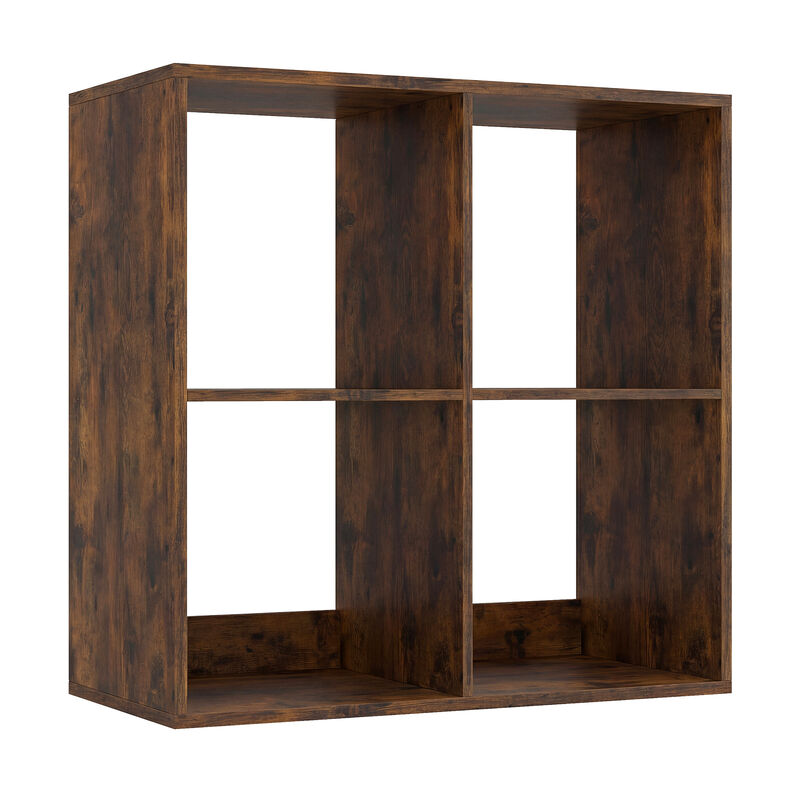 4 Cube Bookcase with Back Guardrail for Bedroom Storage image number 0