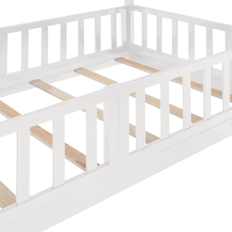 Whisen 77.3"x87.1" Twin Over Twin Bunk Bed, Solid Wood with Slide Ladder for Kids Bedroom image number 5