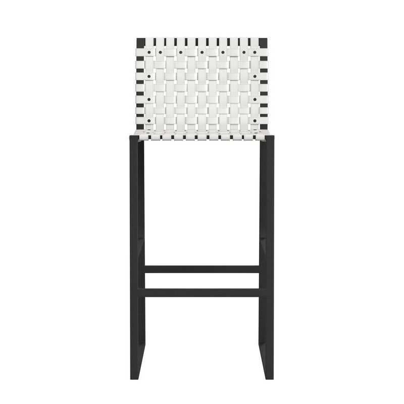Butler Specialty Urban Woven Leather Rectangular  28 Barstool, White