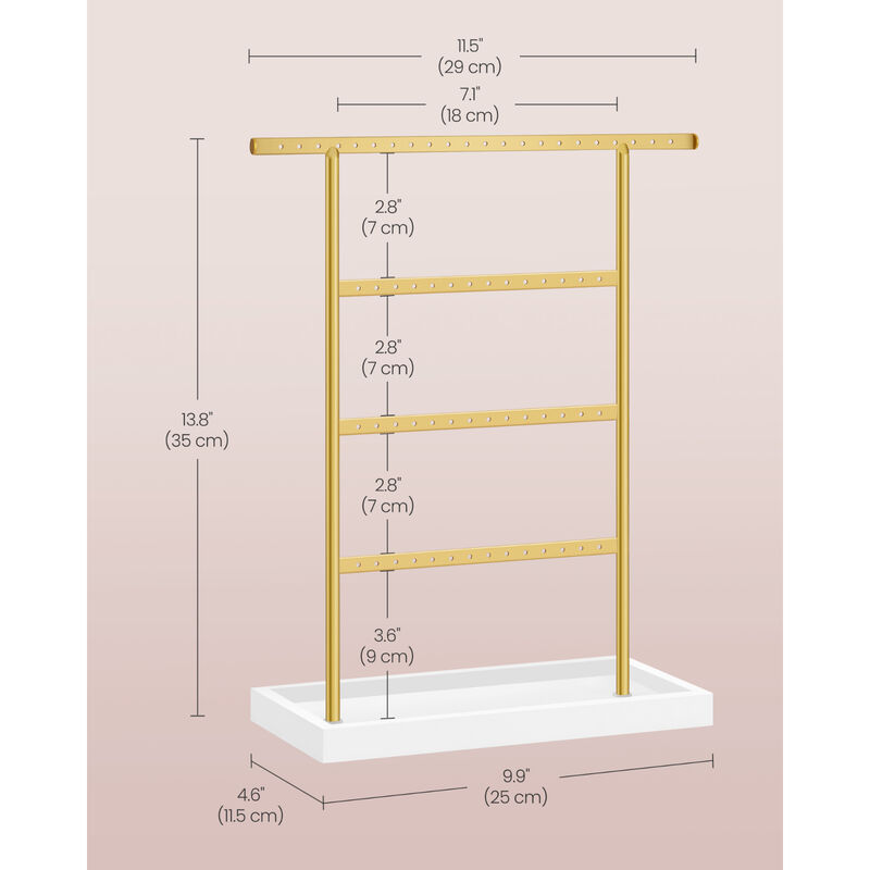 Metal 4-Tier Earring Holder Stand – Large Capacity Organizer Rack for Studs, Hoops, and Dangling Earrings