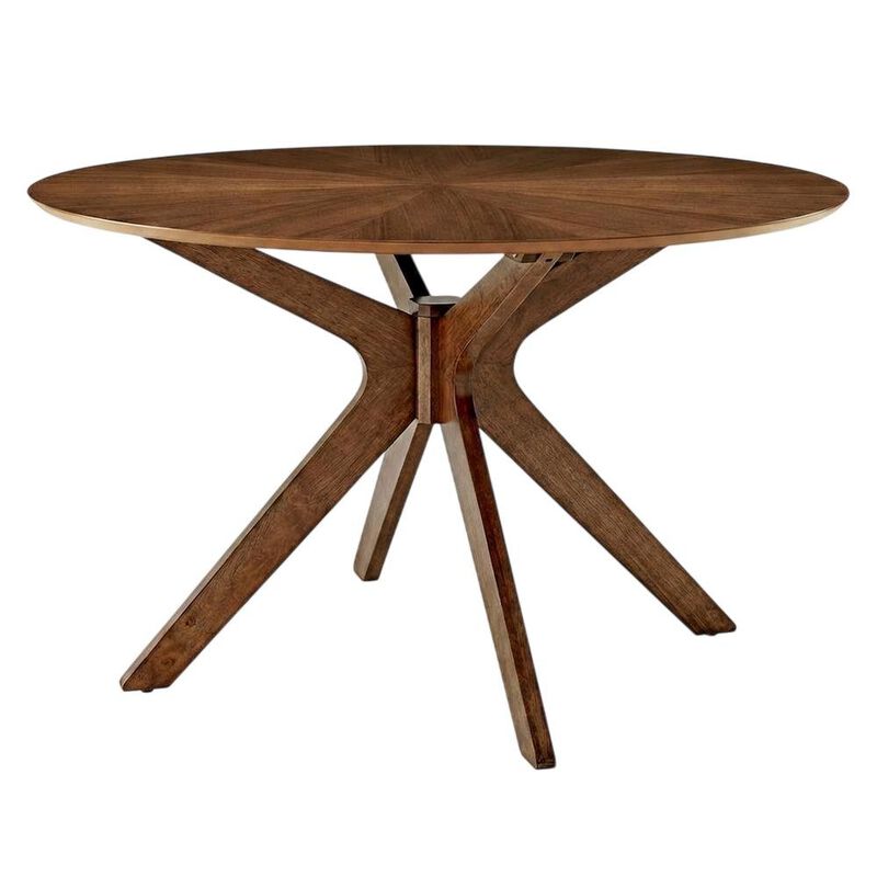 Walnut Round Wood Dining Table, Modern Style, Seats 4 image number 1