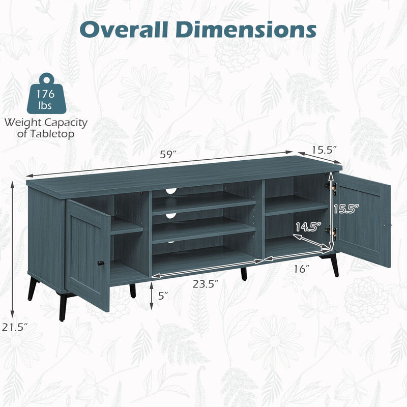 Modern Entertainment Center TV Stand with 2 Doors for 65 Inch TVs image number 2