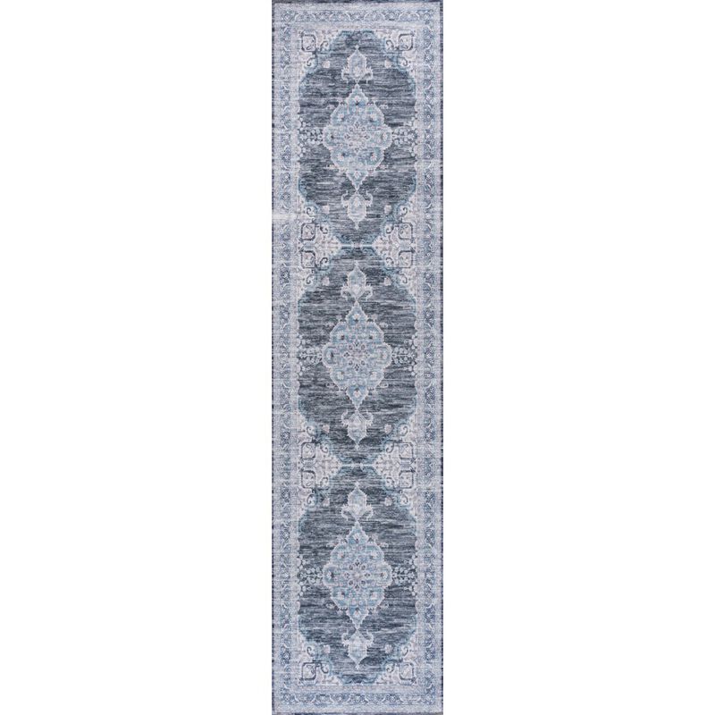 Wincer Chenille Cottage Medallion Machine-Washable Area Rug