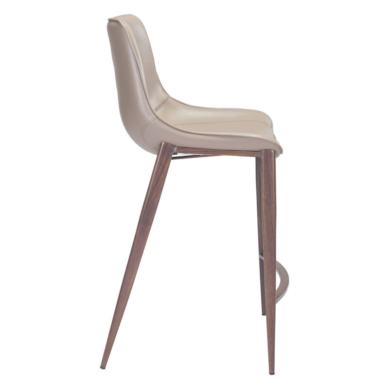 HomeRoots Set of Two 26" Gray and Brown Faux Leather and Steel Low Back Counter Height Bar Chairs image number 2