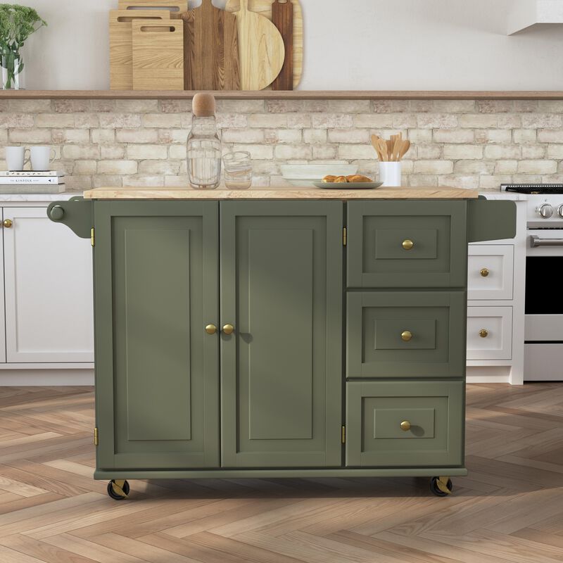 Dolly Madison Sage Drop Leaf Kitchen Cart
