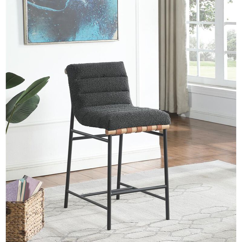 Lilola Home Lahni Dark Gray Boucle Fabric Counter Height Chair