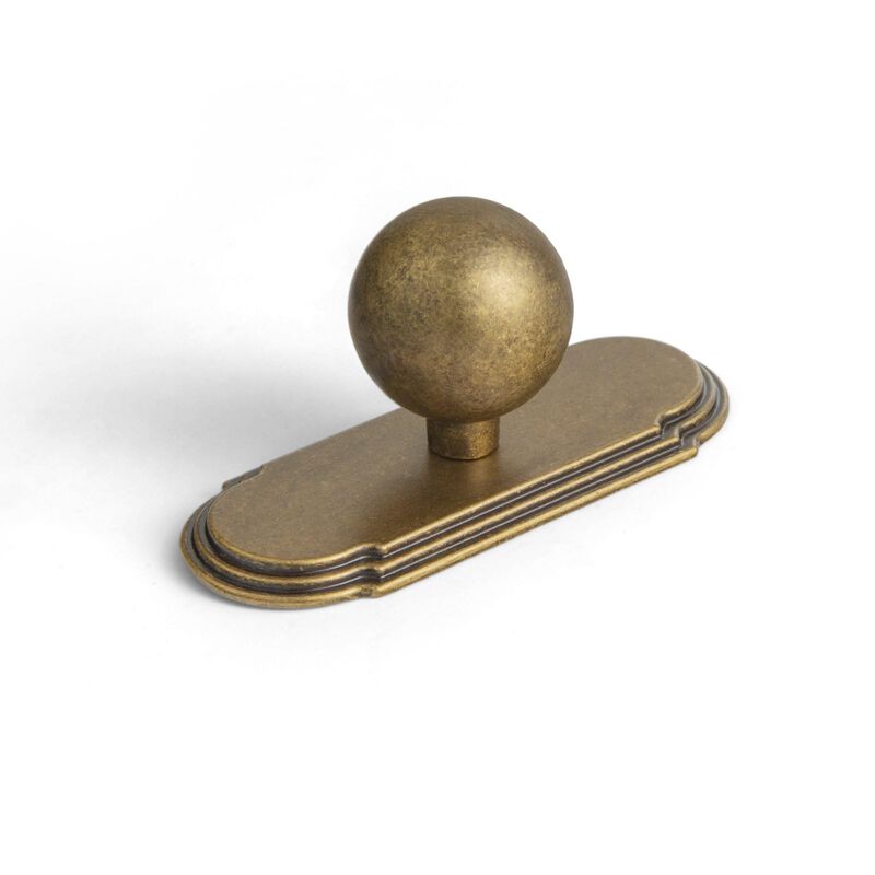 Goo-Ki 1.2''(30mm) Dia Cabinet Knob with Backplate,Antique Brass Drawer Knobs with Zinc Alloy Material,6 Packed