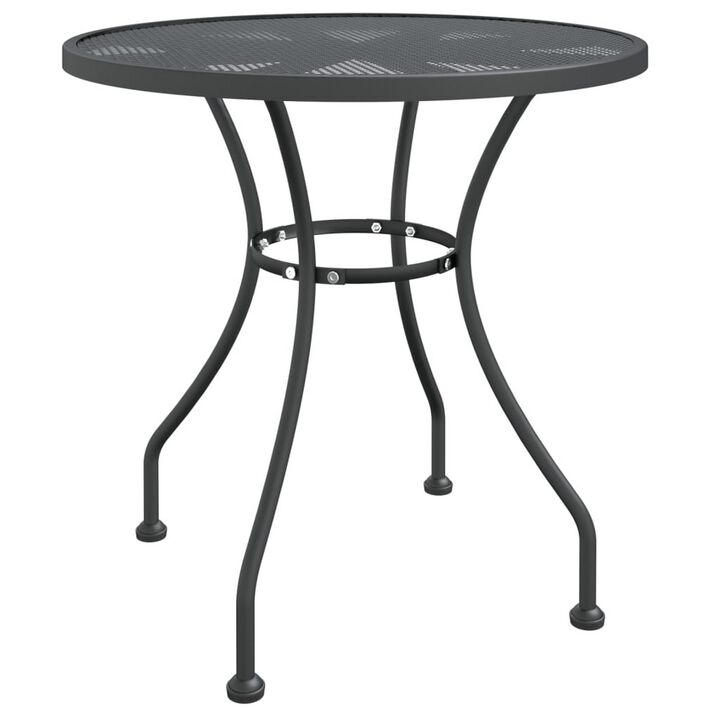 Yoko Outdoor Breakfast Table, Dark Gray Mesh Iron, Round 32 Inch Top - Benzara