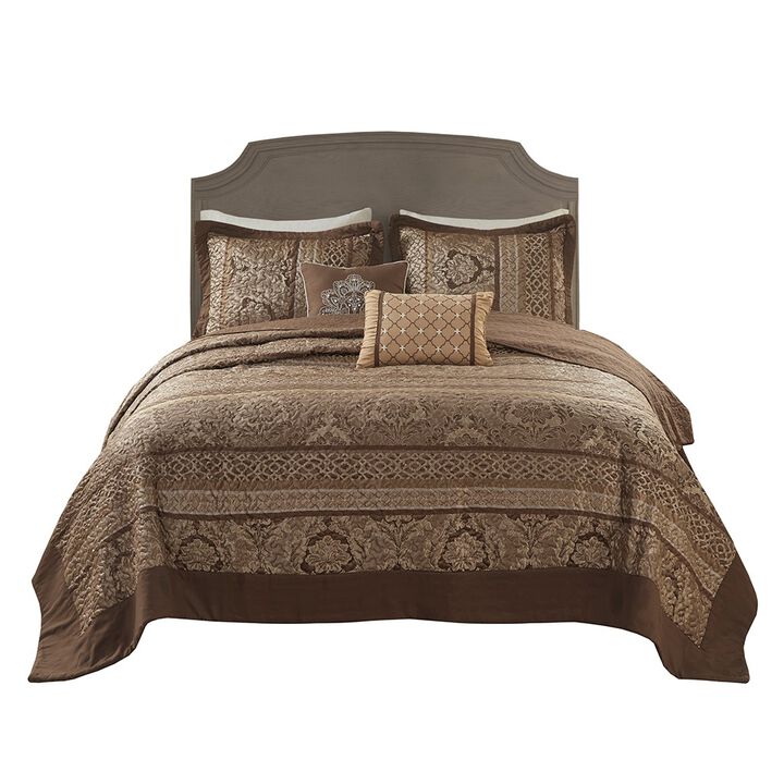 Gracie Mills Bruce 5-Piece Reversible Jacquard Bedspread Set