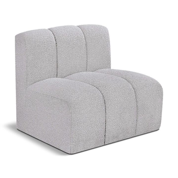 Meridian Furniture Arc Grey Boucle Fabric Straight Chair