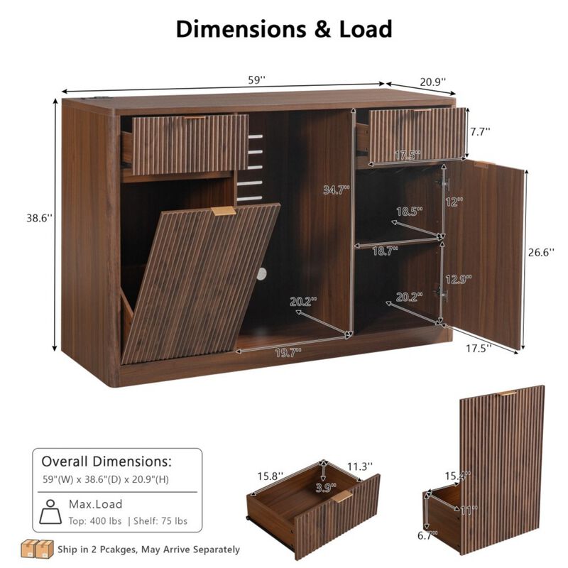 Cekfal Mini Fridge Wine Bar Sideboard Cabinet image number 9