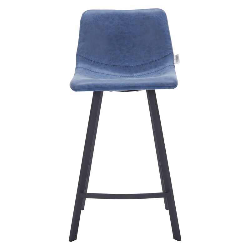 Elland Modern Upholstered Leather Bar Stool With Black Iron Legs & Footrest