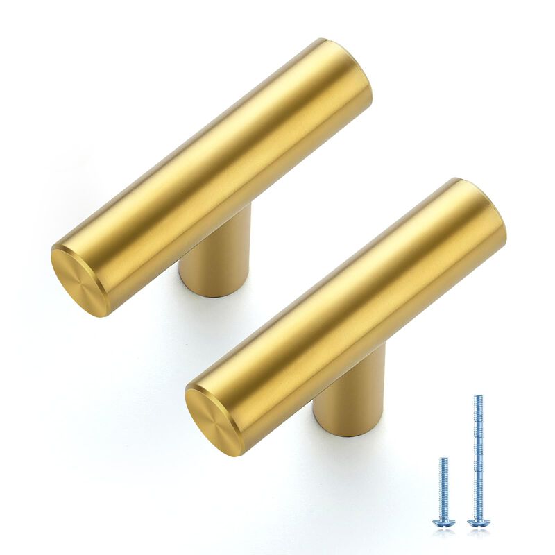 JOY DECOR 60 Pack 2 Inch Cabinet Pulls Kitchen Cabinet Handles with Single Hole Brushed Brass Cabinet Hardware Stainless Steel K