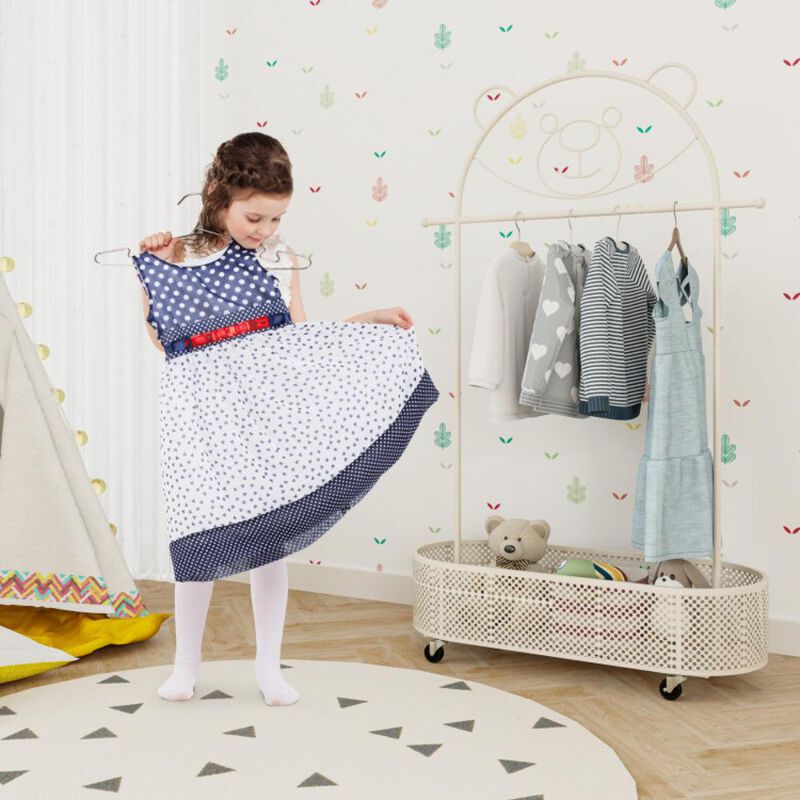 Hivvago Kid Clothes Rack with 3 Adjustable Heights and Wheels