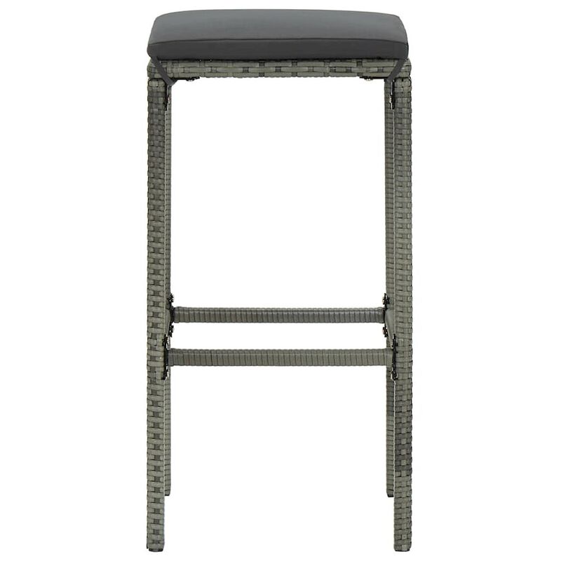 Bar Stool Set of 2 Gray Steel Standard Footrest Bar Stool