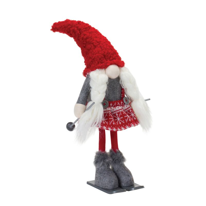 Gnome on Skis for Playful Holiday Decor and Winter-Themed Christmas Accent (Set of 2)