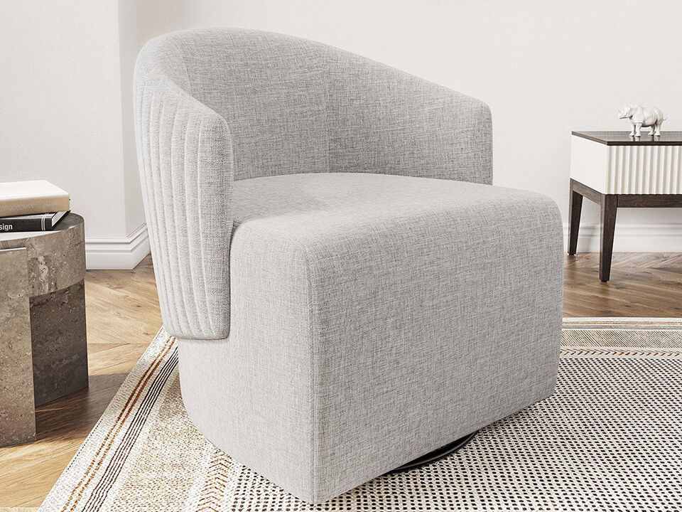 BELLEZE Swivel Accent Chair, Modern Upholstered Swivel Armchair 360 Degree Barrel Chair Comfy Corner Chair for Living Room Bedroom - Malta (Light Grey)