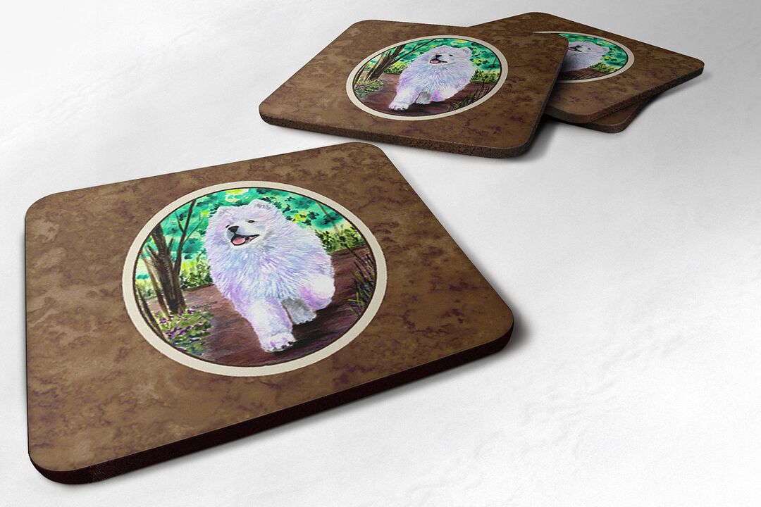 Caroline's Treasures SS8458FC Samoyed Foam Coasters (Set of 4), 3.5 H x 3.5 W, Multicolor