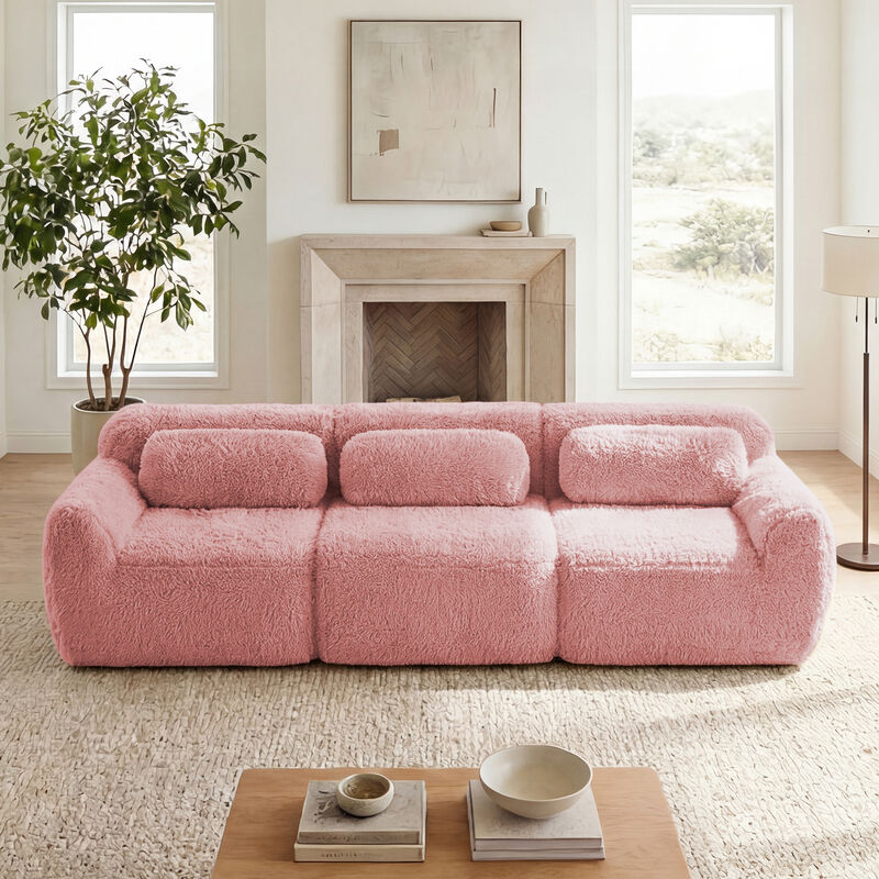 Merax Soft And Fluffy Plush Fabric,Modular Sectional Sofa Couches,Ergonomic Design image number 3