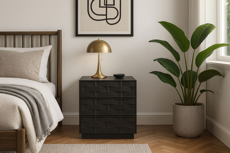 Meridian Furniture Weave Black Night Stand image number 1