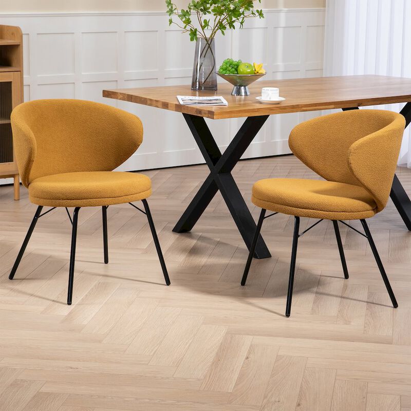 Glamour Home Set of 2 Barclay Brown Fabric Dining Chair with Black Iron Legs