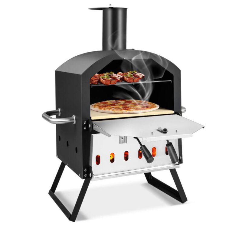 Hivvago 2-Layer Pizza Oven with Removable Cooking Rack and Folding Legs