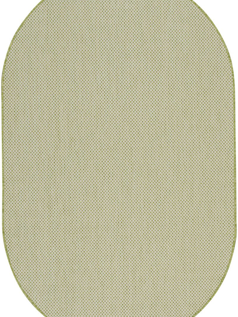 Courtyard COU01 Ivory/Green 5' x 8' Oval Rug