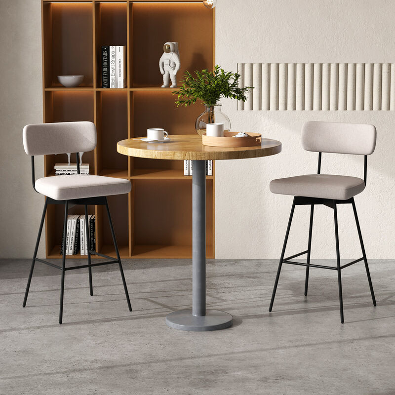 Set of 2 Upholstered Swivel Bar Stools Counter Height for Comfort and Style