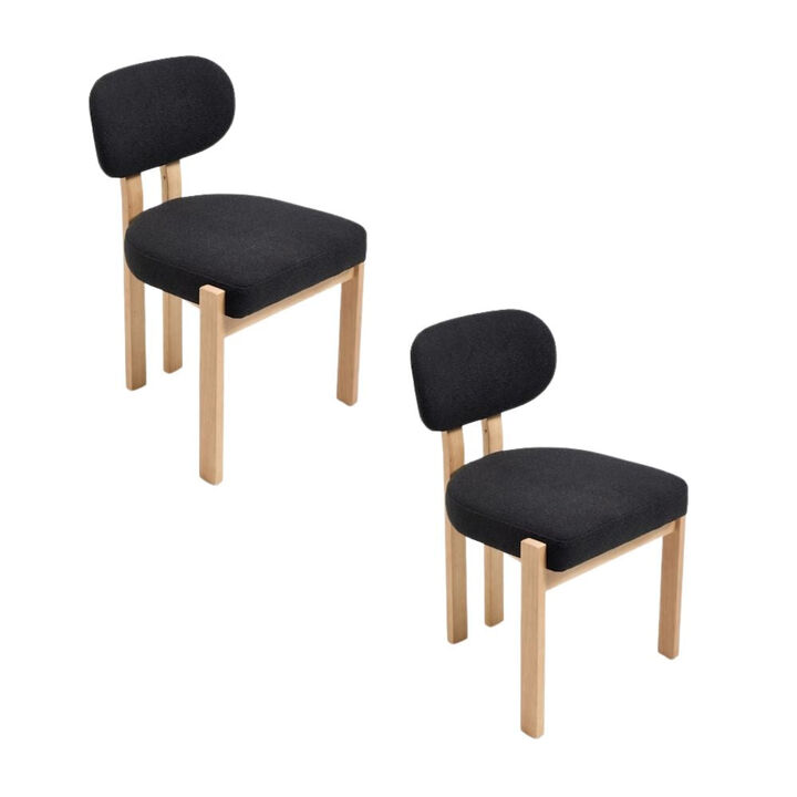 Envelor Farmhouse Chenille Upholstered Cane Leg Dining Chair, Set of 2