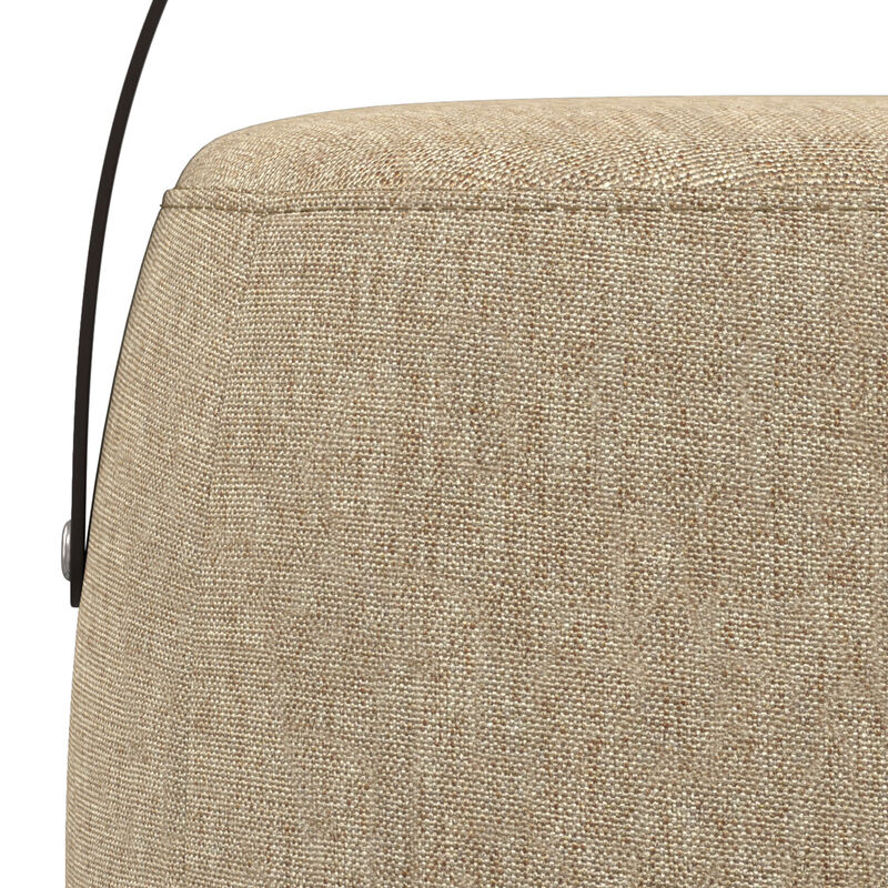 Ramsay 16 inch Wide Contemporary Irregular Footstool in Taupe Linen Look Fabric, Fully Assembled