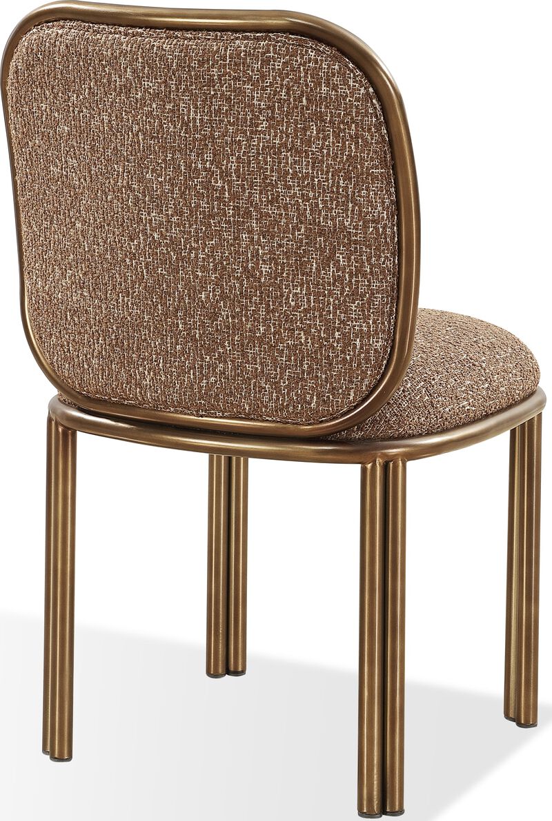 Mataranka Dining Chair in Giraffe Chenille and Brushed Golden Stainless Steel - Set of 2