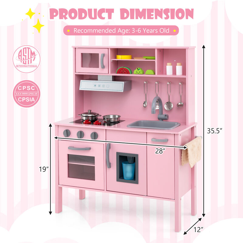 Wooden Pretend Play Kitchen Set for Toddlers – Interactive Toy Kitchen with Accessories