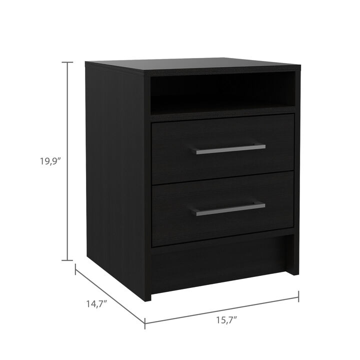 Rowley 2-Drawer 1-Shelf Rectangle Nightstand Black Wengue