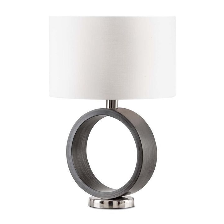 NOVA OF CALIFORNIA Tracey Ring Table Lamp - 24″, Charcoal Gray, Brushed Nickel, On/Off Switch