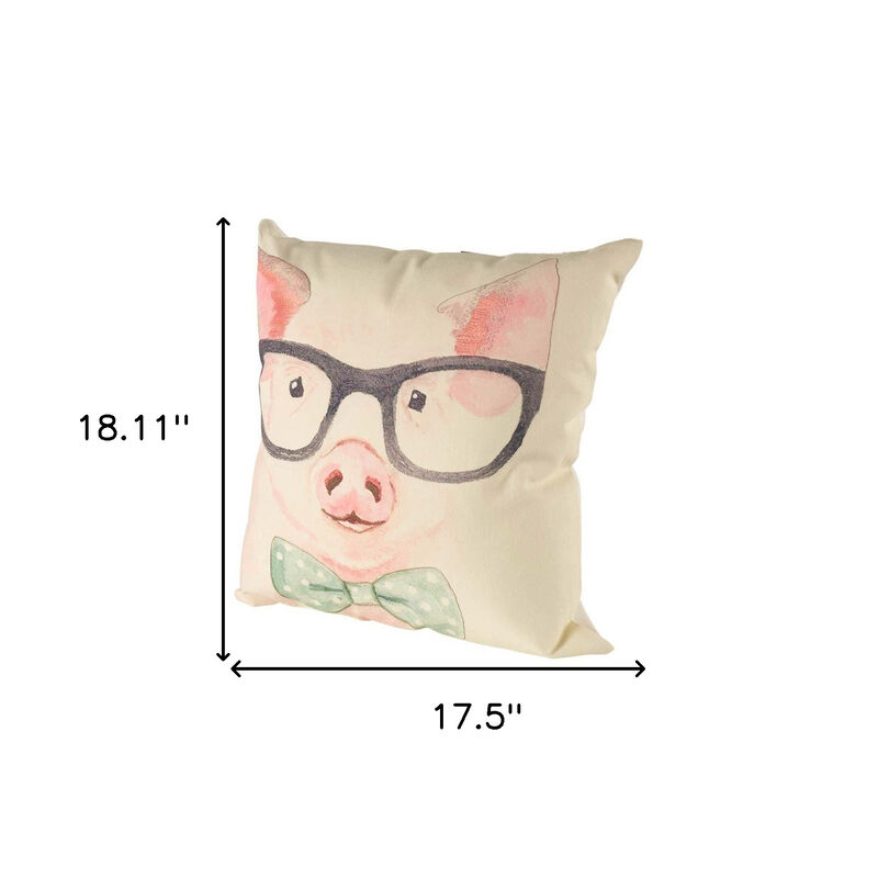 HomeRoots 18" Pink Cream And Beige Pig Linen Throw Pillow Cover image number 3