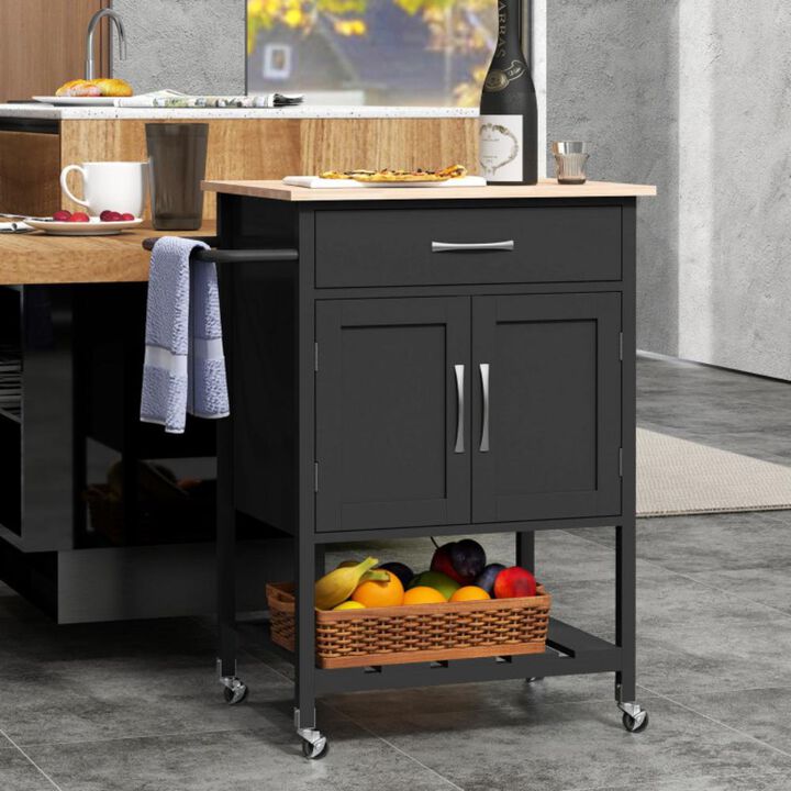 Hivvago Rolling Kitchen Island Cart with Drawer and Towel Rack