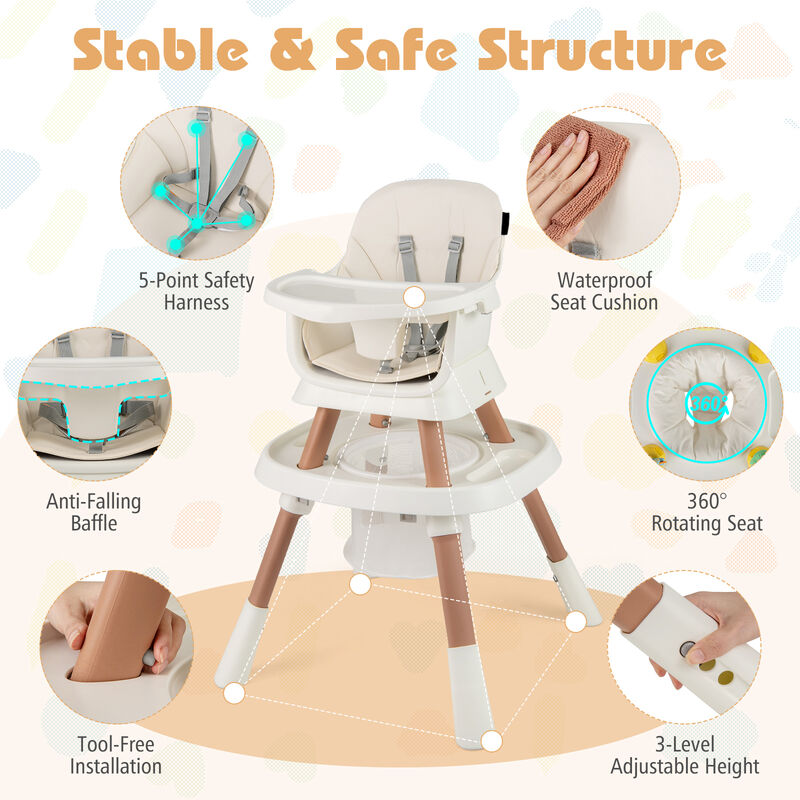 Convertible 16 in 1 Baby Highchair with Activity Center for Toddlers and Infants image number 4