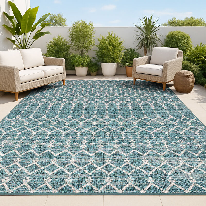 Ourika Moroccan Geometric Textured Weave Indoor/Outdoor Area Rug