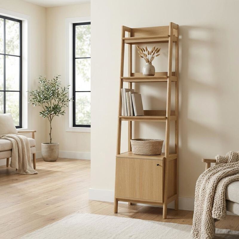 Wooden Bookshelf in finish with Open Shelving for Home Storage image number 4