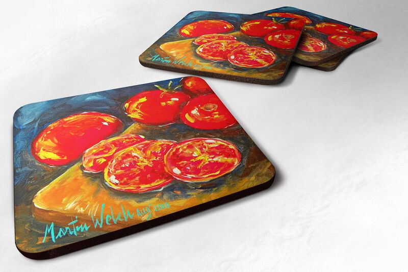 Caroline's Treasures MW1059FC Vegetables-Tomato Slice It Up Foam Coasters (Set of 4), 3.5 H x 3.5 W, Multicolor
