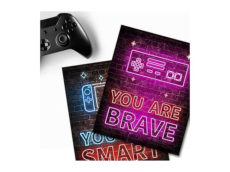 Neon Video Game Decor Set 4 8 X 10 Inch Boys Bedroom Encouragement Gaming Wall image number 2