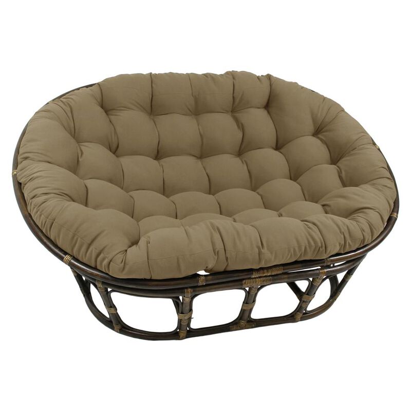 International Caravan Rattan Double Papasan  Chair with Twill Cushion