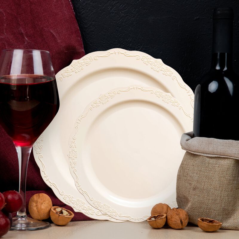Ivory Vintage Round Plastic Dinnerware Value Set (120 Sets) image number 8