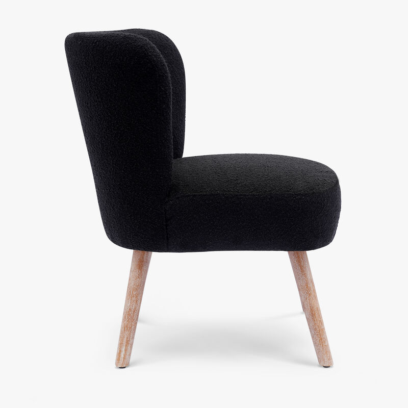 WestinTrends Genevieve Mid-Century Boucle Accent Chair with Ottoman Foot Stool Set