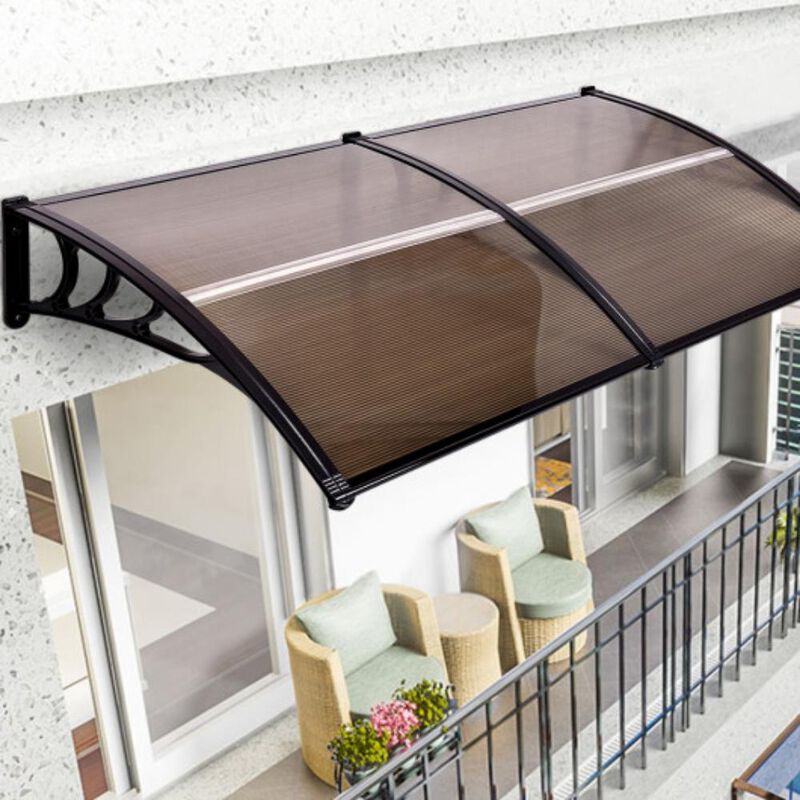 OutdoorWindow Awning Door Polycarbonate Canopy-Brown image number 1