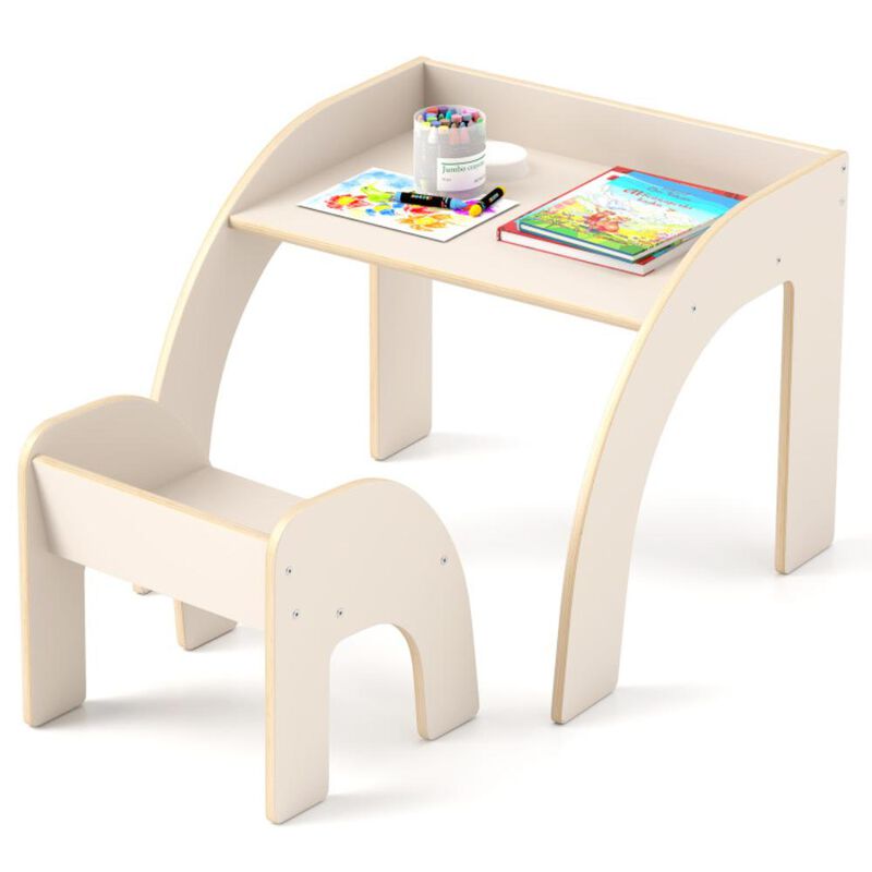 Hivvago Kids Table and Chair Set with Wide Tabletop and Curved Edges for Kids Room