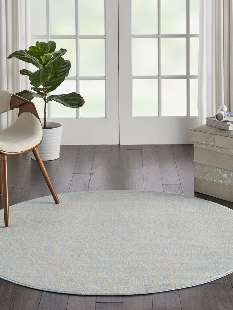 Jubilant JUB06 Ivory/Light Blue 5'3" x Round Rug