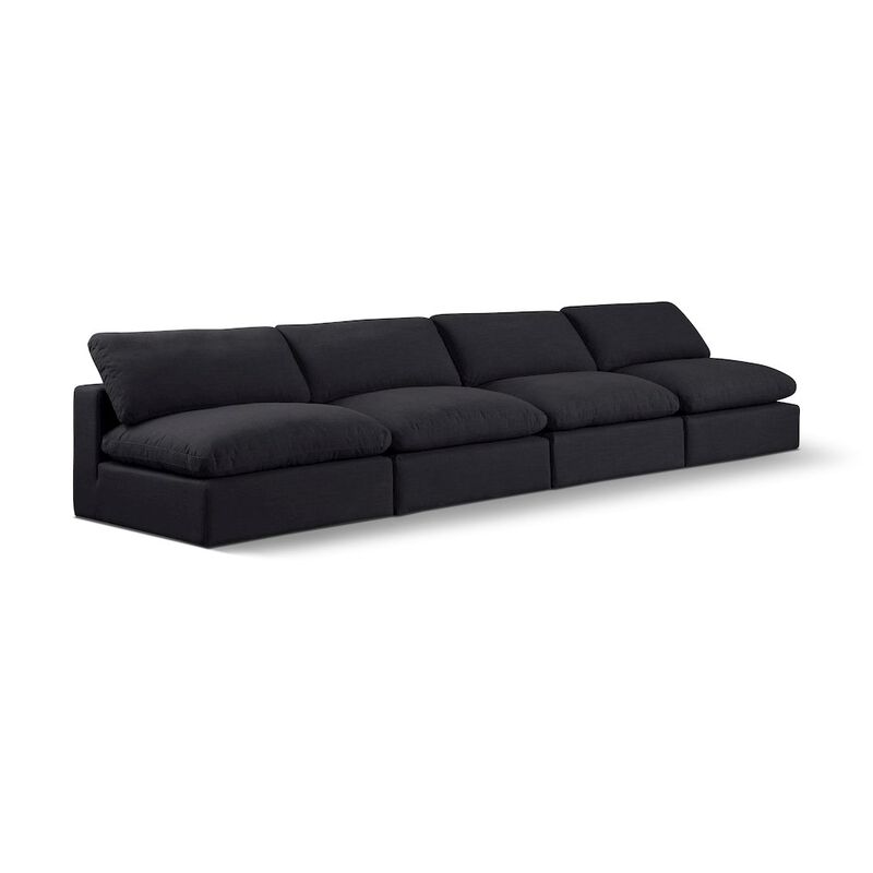 Meridian Furniture Comfy Black Linen Textured Fabric Modular Sofa