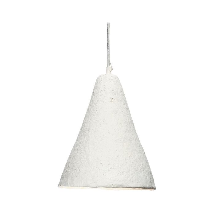 Zoe 96 Inch Pendant Chandelier, Modern Paper Mache Cone Shape, Beige - Benzara