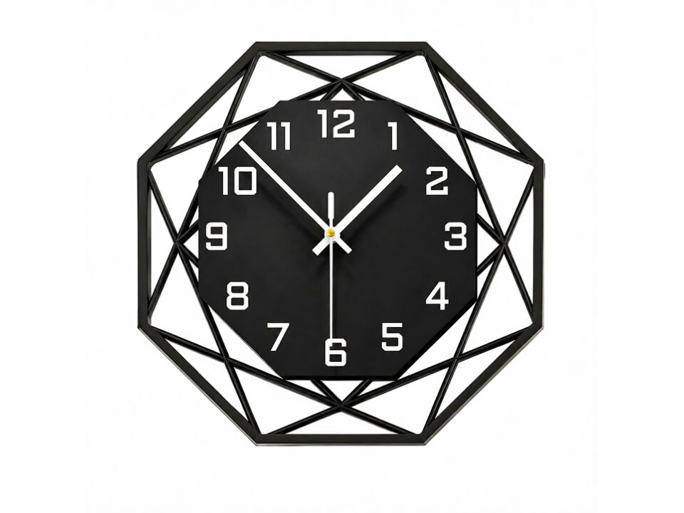 Modern Wall Clock 12 Inch Black Silent Non Ticking Battery Operated Minimalist
